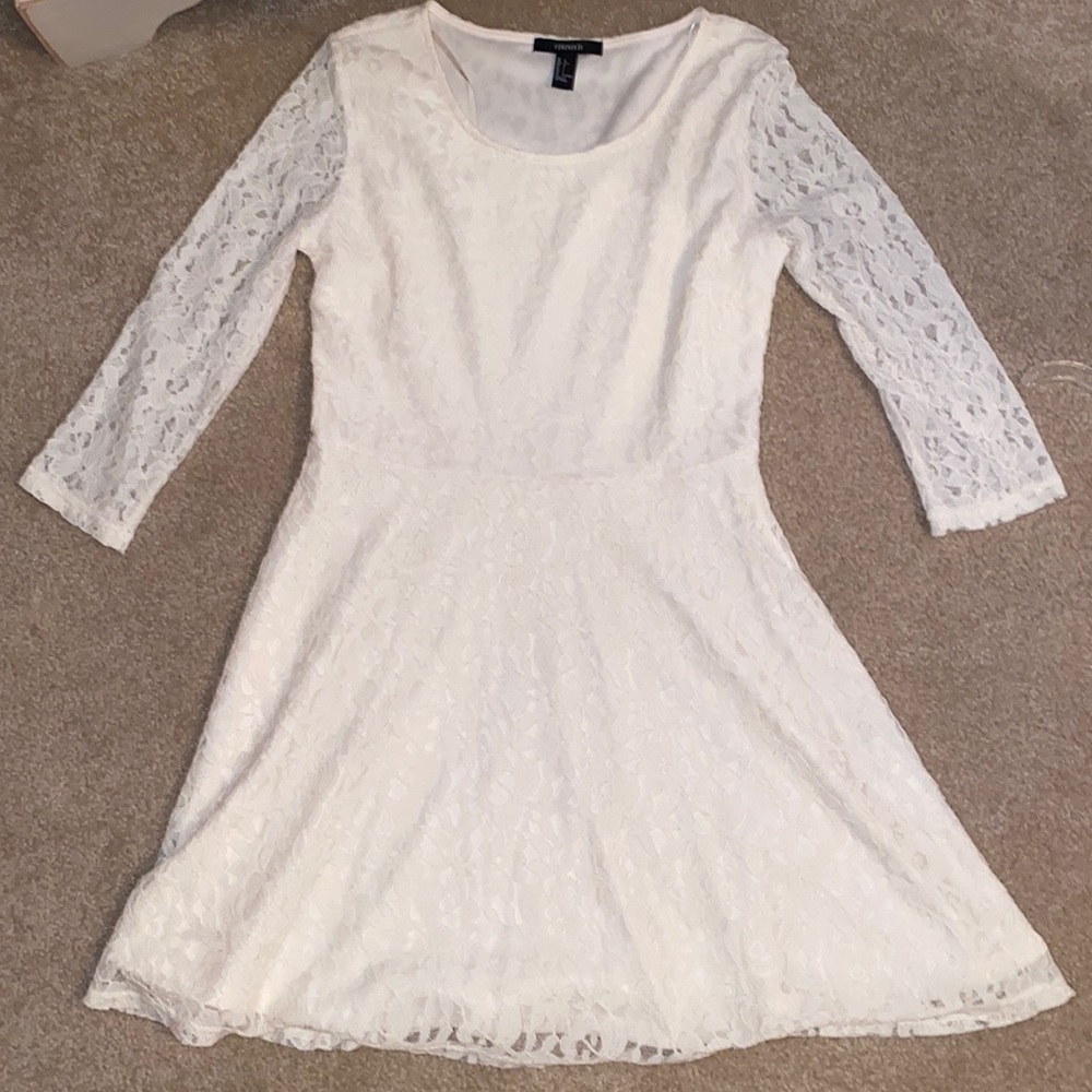 Forever 21 white lace dress with sleeves